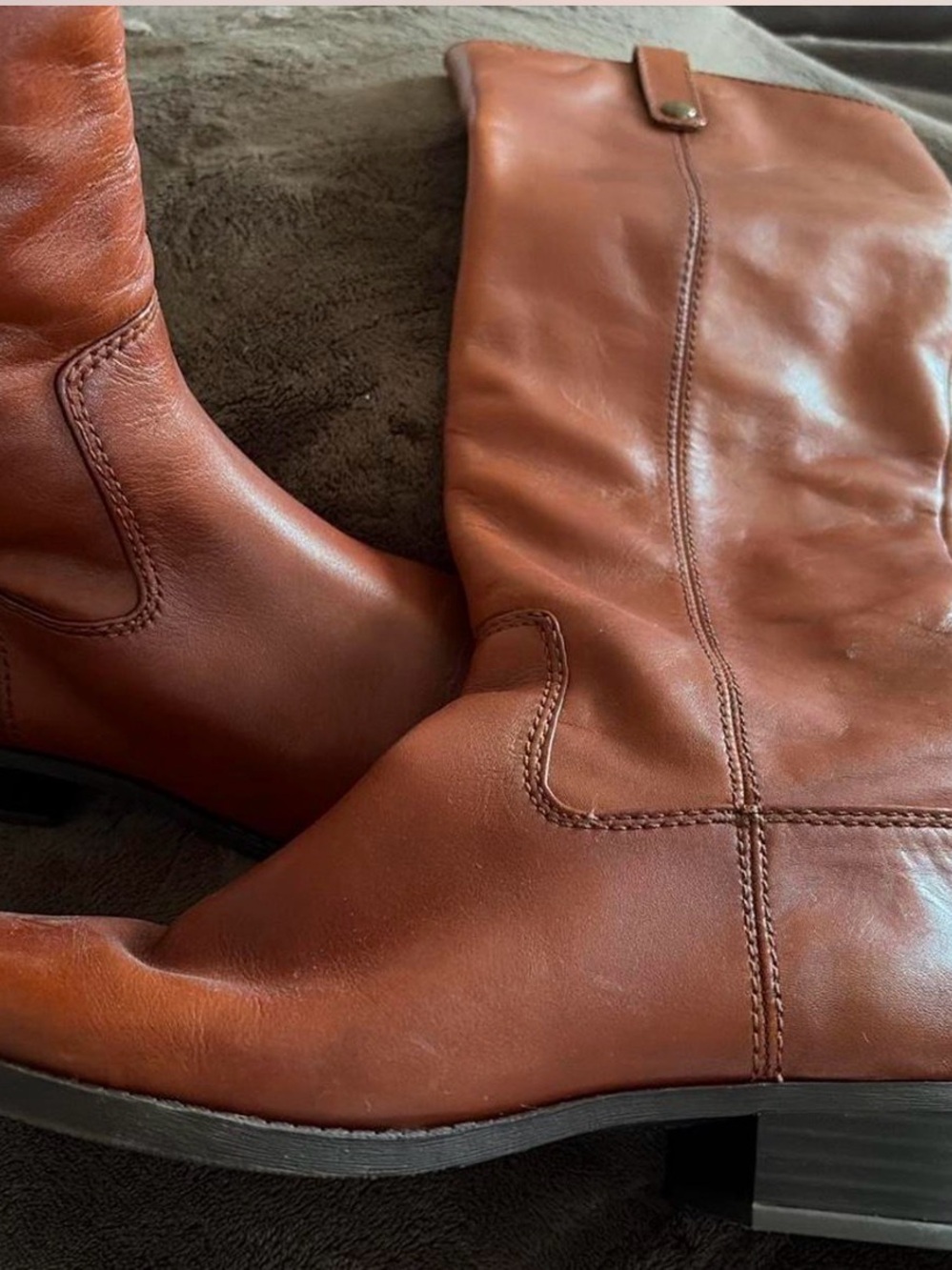 INC International Concepts Tan Leather Knee-High Boots